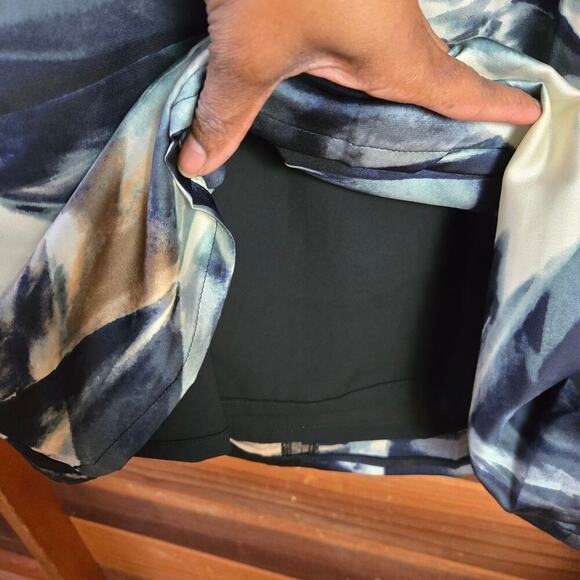 NWT REVOLVE Three Eighty Two Women Satin Halter Mini Slip Dress M Blue Abstract - Picture 4 of 11